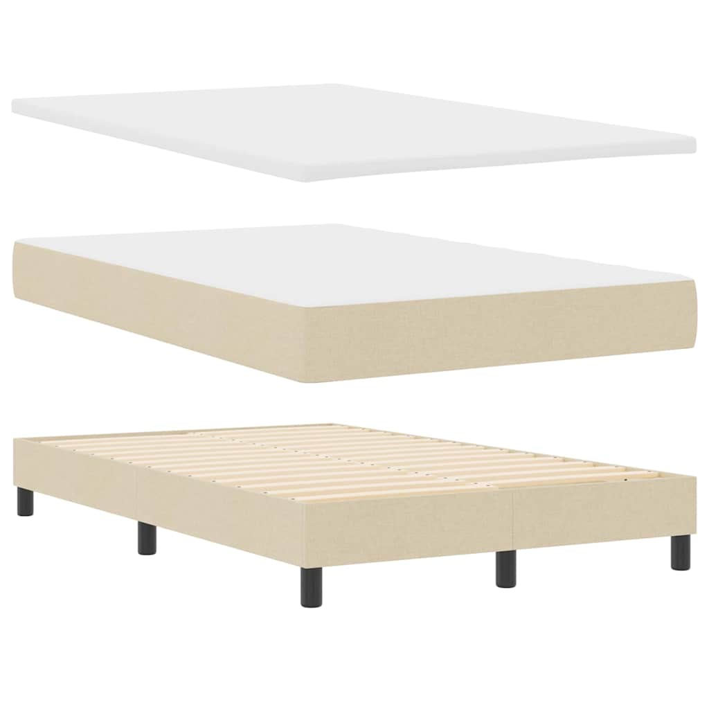 Κρεβάτι με ελατήρια με κεφαλάρι Κρεμ 120 x 200 cm ύφασμα - Pakobazaar