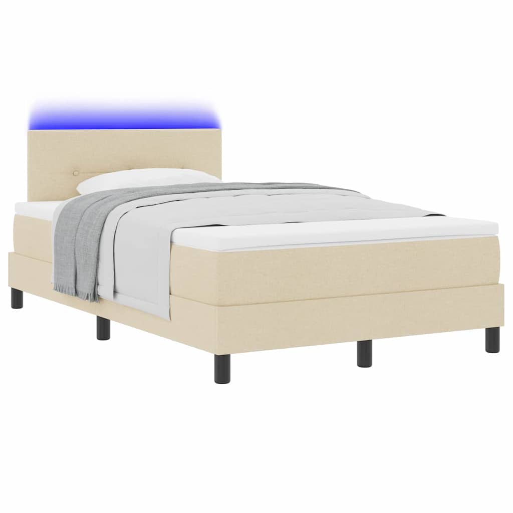 Κρεβάτι με ελατήρια με κεφαλάρι Κρεμ 120 x 200 cm ύφασμα - Pakobazaar