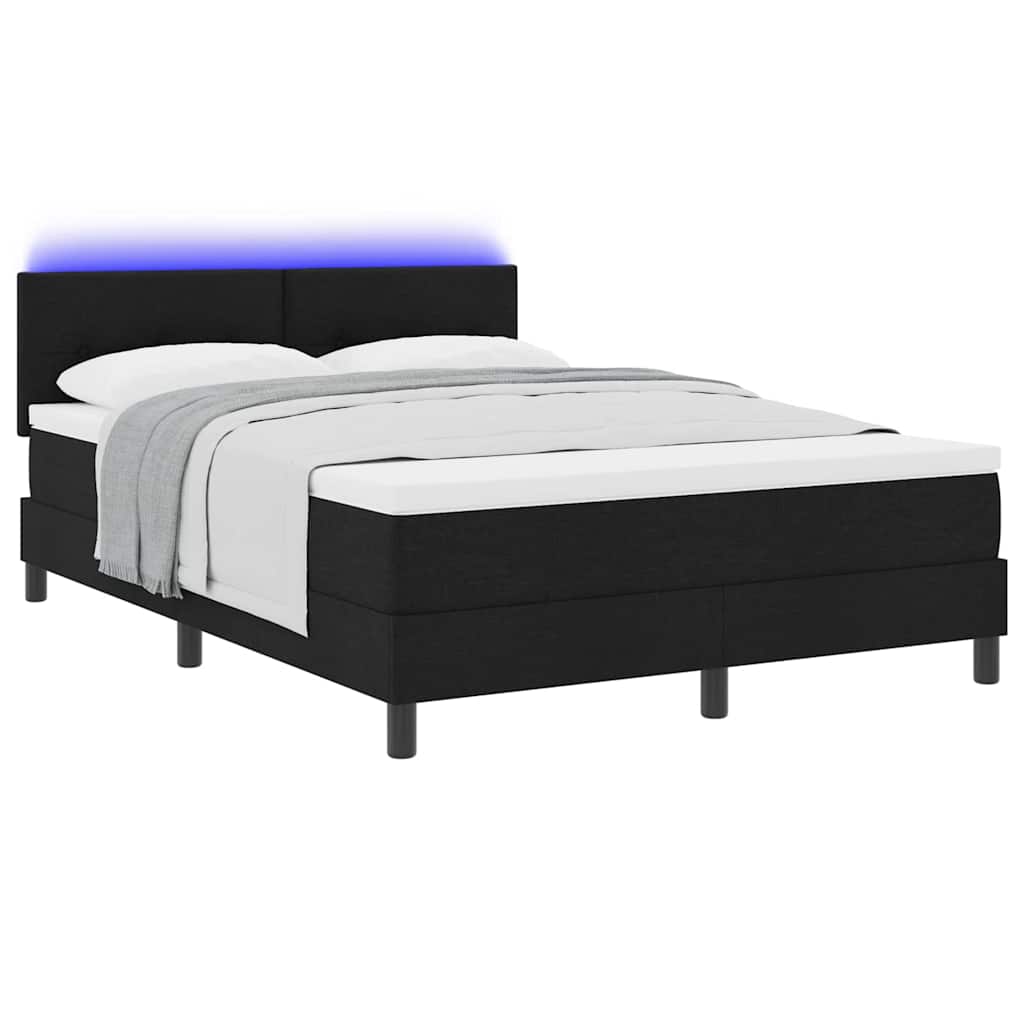 Κρεβάτι με ελατήρια με στρώμα με led Μαύρο 140 x 190 cm ύφασμα - Pakobazaar