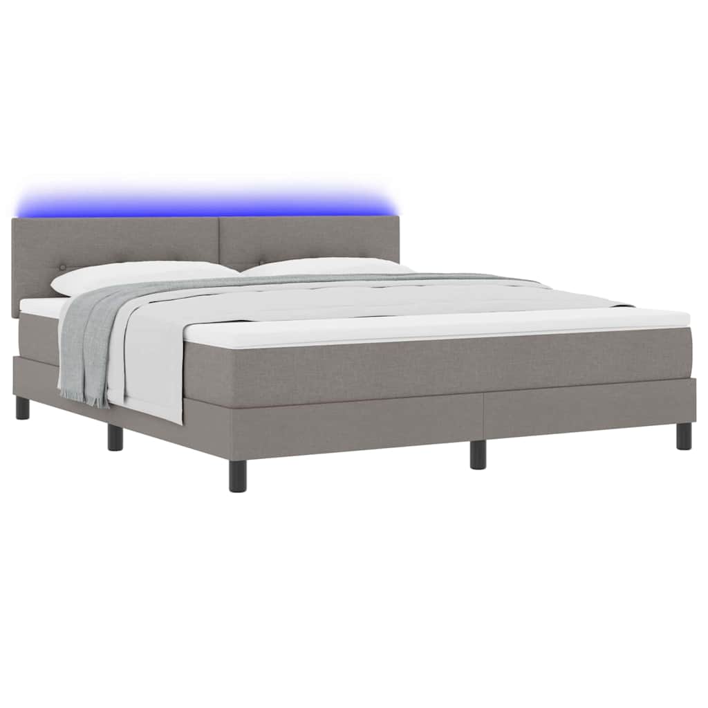 Κρεβάτι με ελατήρια με στρώμα με led Taupe 180 x 200 cm ύφασμα - Pakobazaar