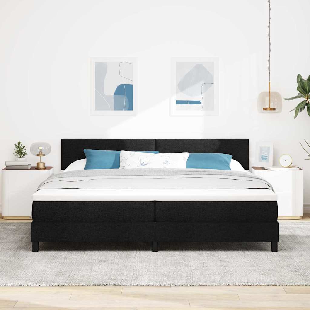 Κρεβάτι με ελατήρια με κεφαλάρι Μαύρο 200 x 200 cm ύφασμα