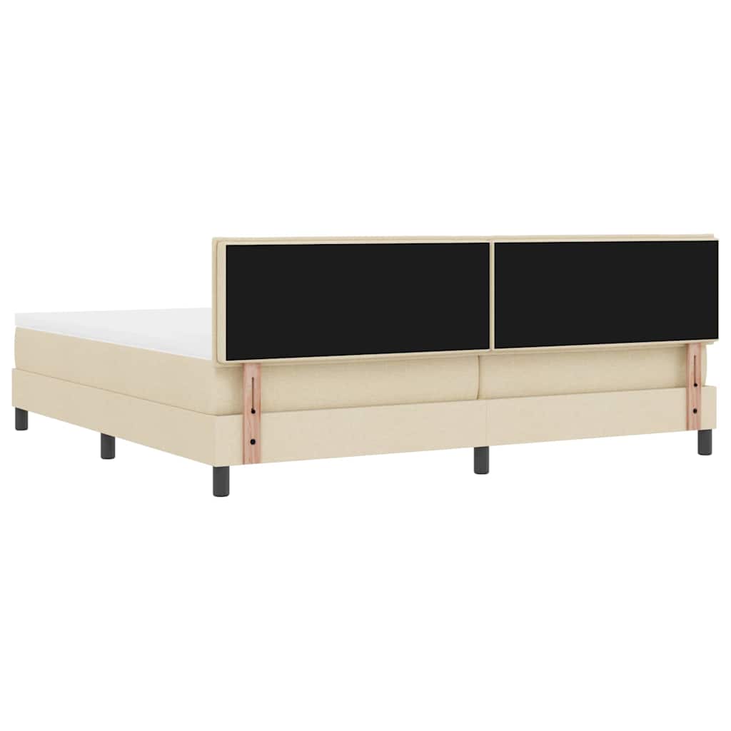 Κρεβάτι με ελατήρια με στρώμα με led Κρεμ 200 x 200 cm ύφασμα - Pakobazaar