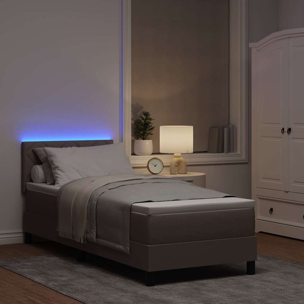 Κρεβάτι με ελατήρια με στρώμα με led Taupe 80 x 200 cm ύφασμα
