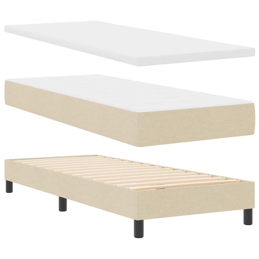 Κρεβάτι με ελατήρια με κεφαλάρι Κρεμ 80 x 200 cm ύφασμα
