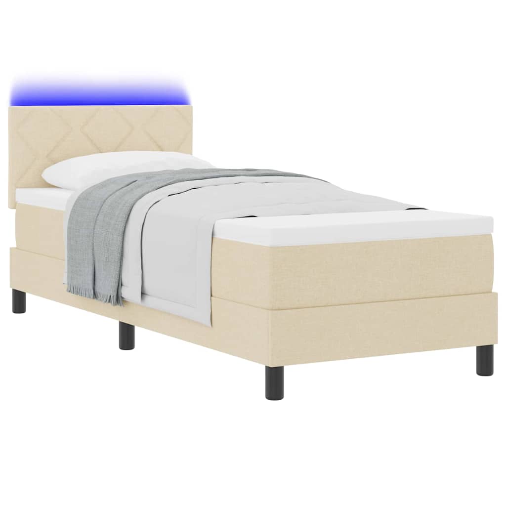 Κρεβάτι με ελατήρια με κεφαλάρι Κρεμ 80 x 200 cm ύφασμα