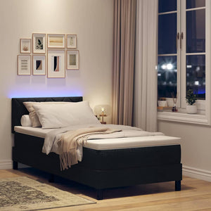 Κρεβάτι με ελατήρια με στρώμα με led Μαύρο 90 x 190 cm ύφασμα - Pakobazaar