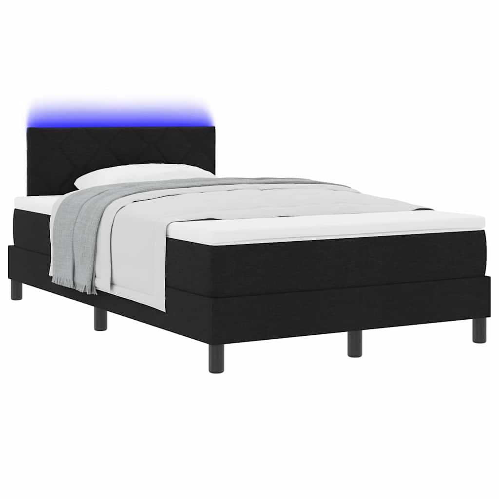 Κρεβάτι με ελατήρια με στρώμα με led Μαύρο 120 x 190 cm ύφασμα - Pakobazaar