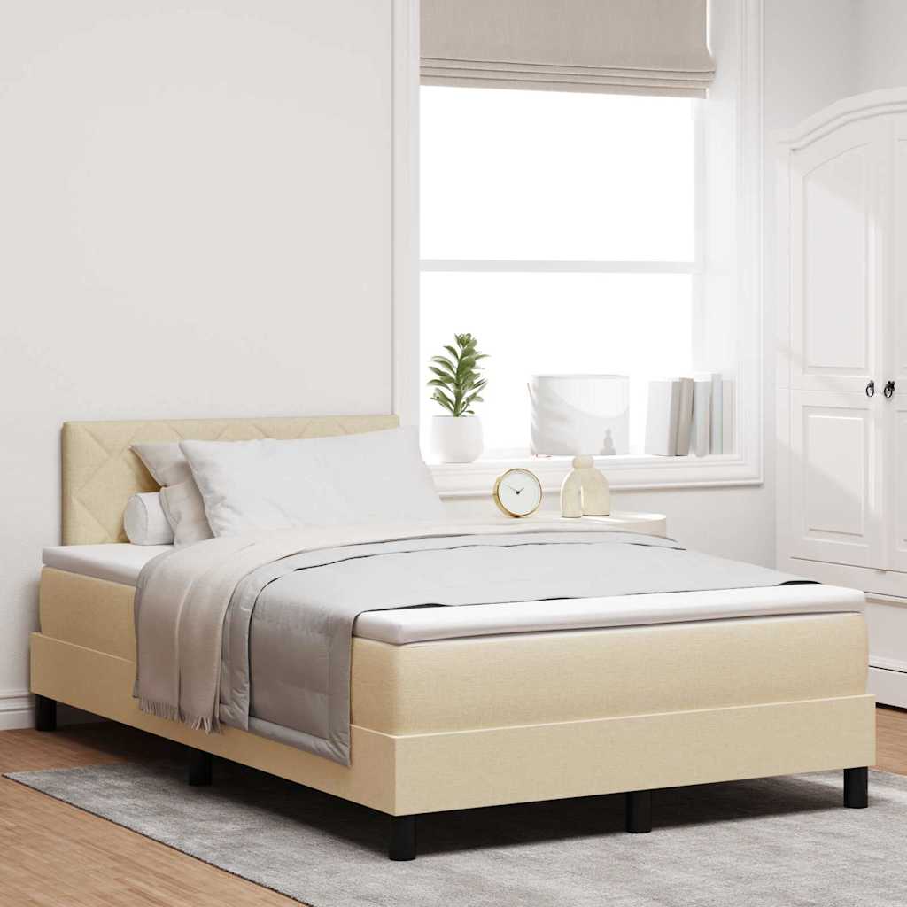 Κρεβάτι με ελατήρια με κεφαλάρι Κρεμ 120 x 190 cm ύφασμα