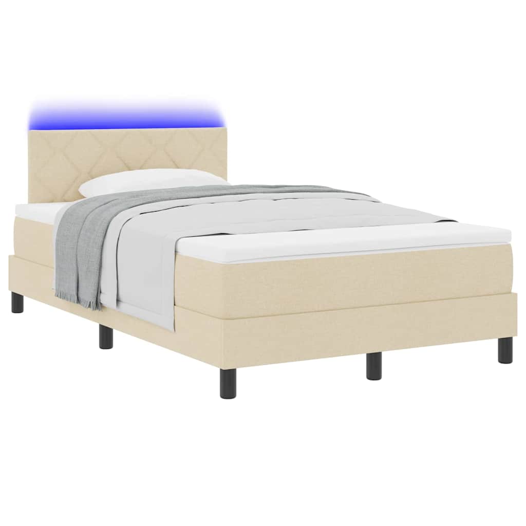 Κρεβάτι με ελατήρια με κεφαλάρι Κρεμ 120 x 190 cm ύφασμα