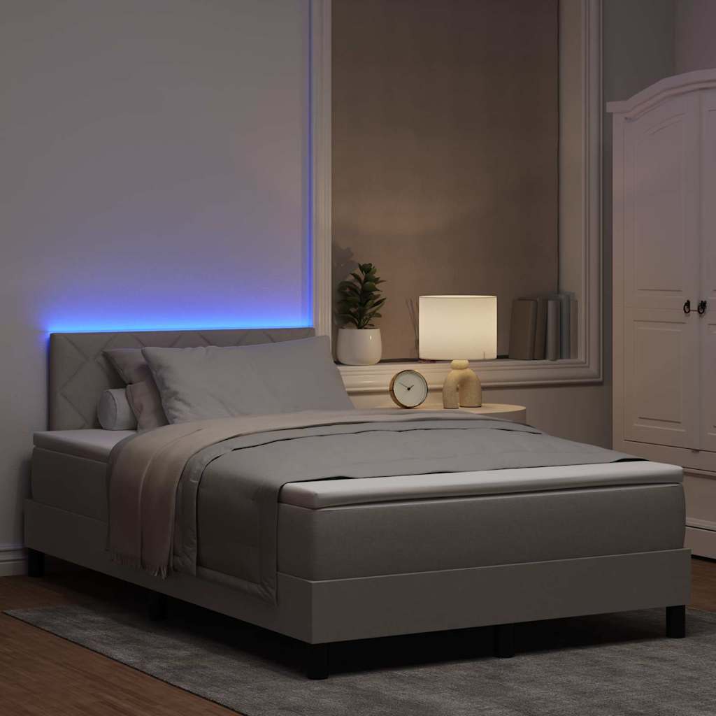Κρεβάτι με ελατήρια με στρώμα με led Taupe 120 x 200 cm ύφασμα - Pakobazaar