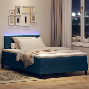 Κρεβάτι με ελατήρια με στρώμα με led Μπλε 120 x 200 cm ύφασμα - Pakobazaar