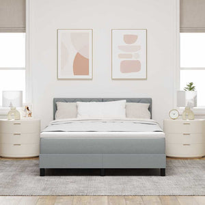Κρεβάτι με ελατήρια Ανοιχτό γκρι 140 x 190 cm ύφασμα - Pakobazaar
