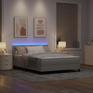 Κρεβάτι με ελατήρια με κεφαλάρι Taupe 140 x 200 cm ύφασμα - Pakobazaar