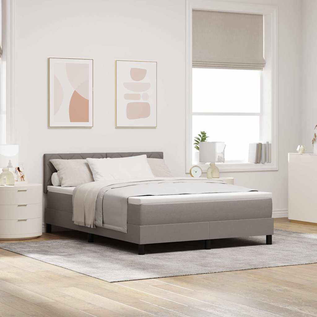 Κρεβάτι με ελατήρια με κεφαλάρι Taupe 140 x 200 cm ύφασμα - Pakobazaar