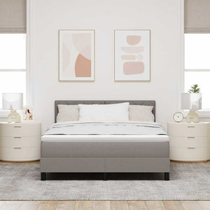 Κρεβάτι με ελατήρια με κεφαλάρι Taupe 140 x 200 cm ύφασμα - Pakobazaar