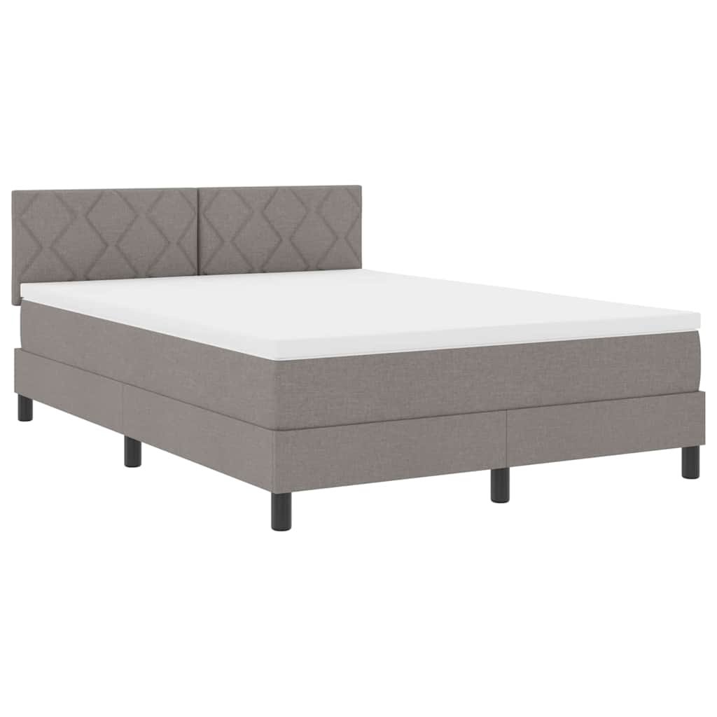 Κρεβάτι με ελατήρια με κεφαλάρι Taupe 140 x 200 cm ύφασμα - Pakobazaar