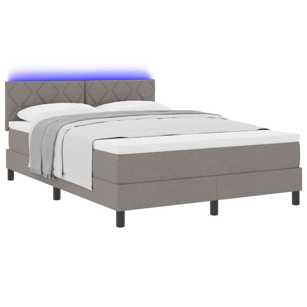 Κρεβάτι με ελατήρια με κεφαλάρι Taupe 140 x 200 cm ύφασμα - Pakobazaar