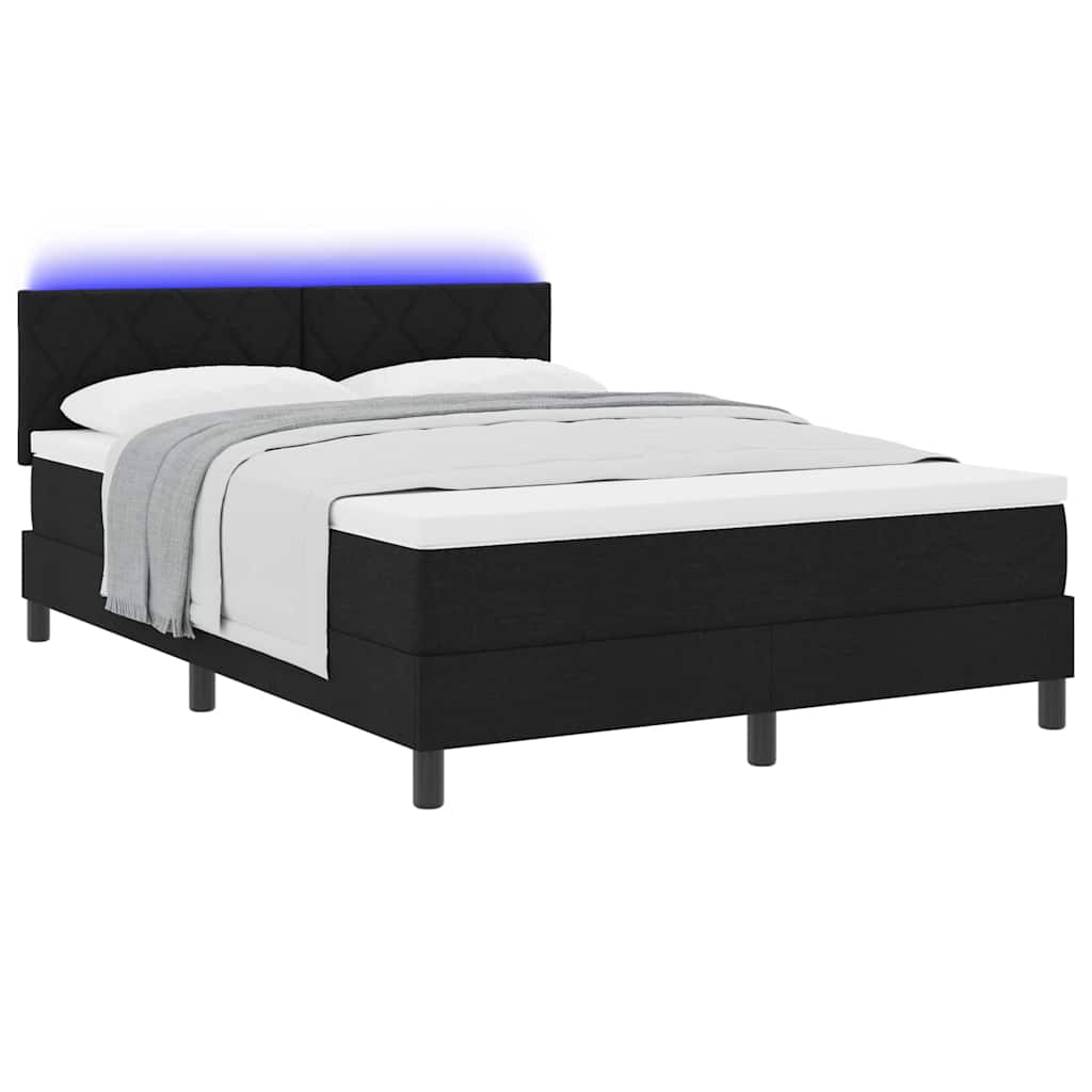 Κρεβάτι με ελατήρια με κεφαλάρι Μαύρο 160 x 200 cm ύφασμα - Pakobazaar