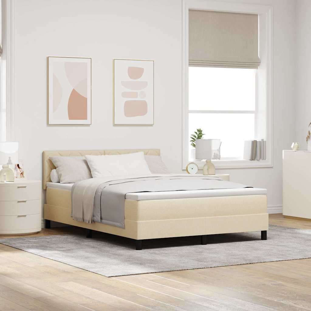 Κρεβάτι με ελατήρια με μαξιλάρι Κρεμ 160 x 200 cm ύφασμα - Pakobazaar