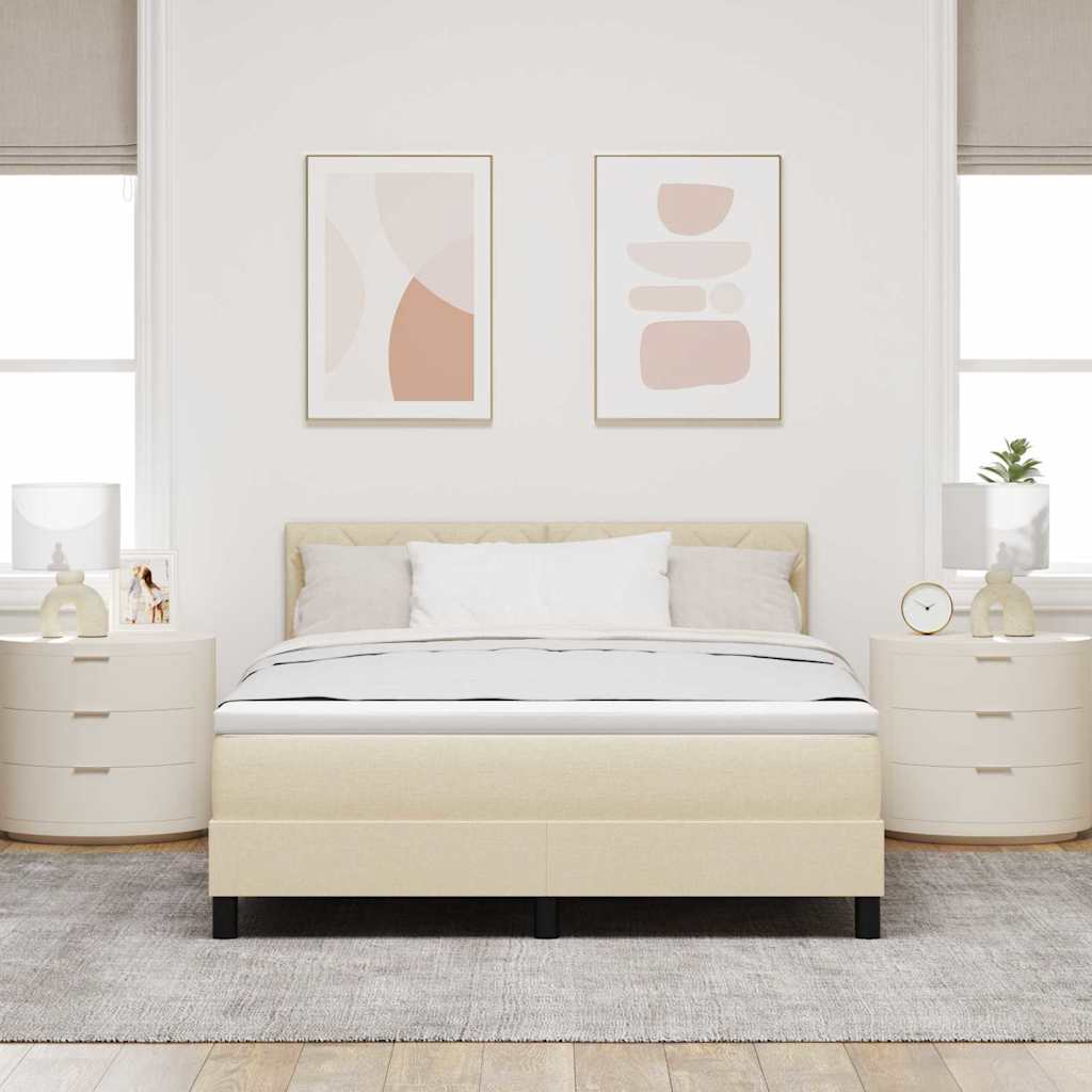 Κρεβάτι με ελατήρια με μαξιλάρι Κρεμ 160 x 200 cm ύφασμα - Pakobazaar