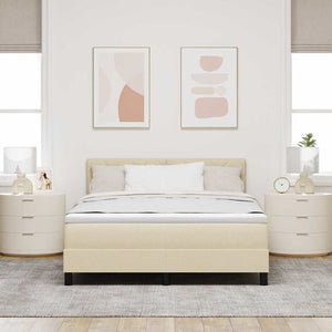 Κρεβάτι με ελατήρια με μαξιλάρι Κρεμ 160 x 200 cm ύφασμα - Pakobazaar