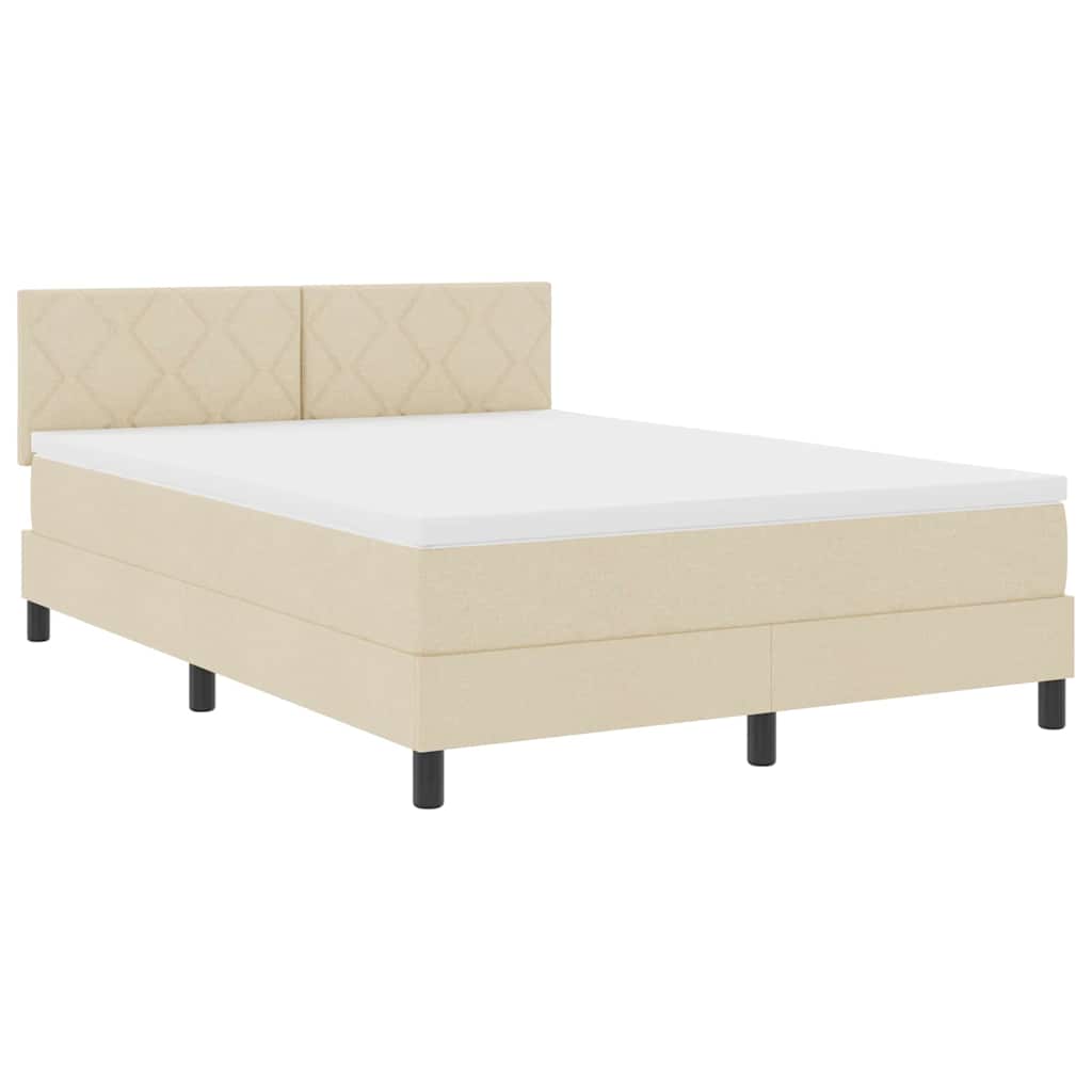 Κρεβάτι με ελατήρια με μαξιλάρι Κρεμ 160 x 200 cm ύφασμα - Pakobazaar