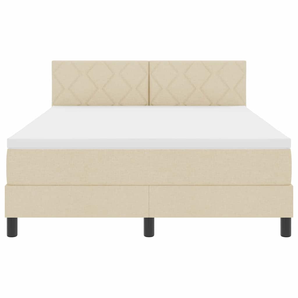 Κρεβάτι με ελατήρια με μαξιλάρι Κρεμ 160 x 200 cm ύφασμα - Pakobazaar