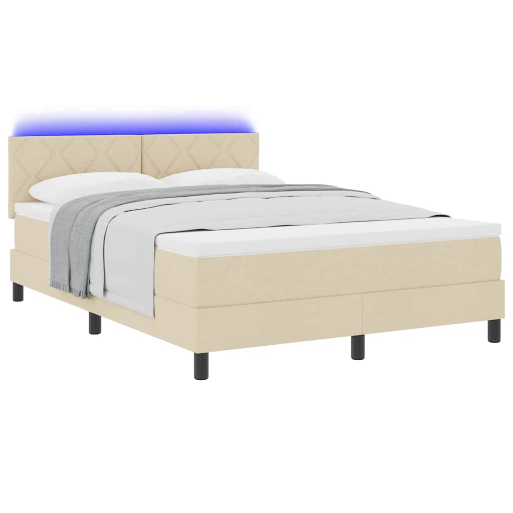Κρεβάτι με ελατήρια με μαξιλάρι Κρεμ 160 x 200 cm ύφασμα - Pakobazaar