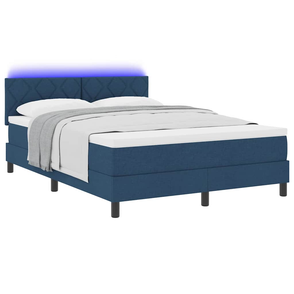 Κρεβάτι με ελατήρια με κεφαλάρι Μπλε 160 x 200 cm ύφασμα - Pakobazaar