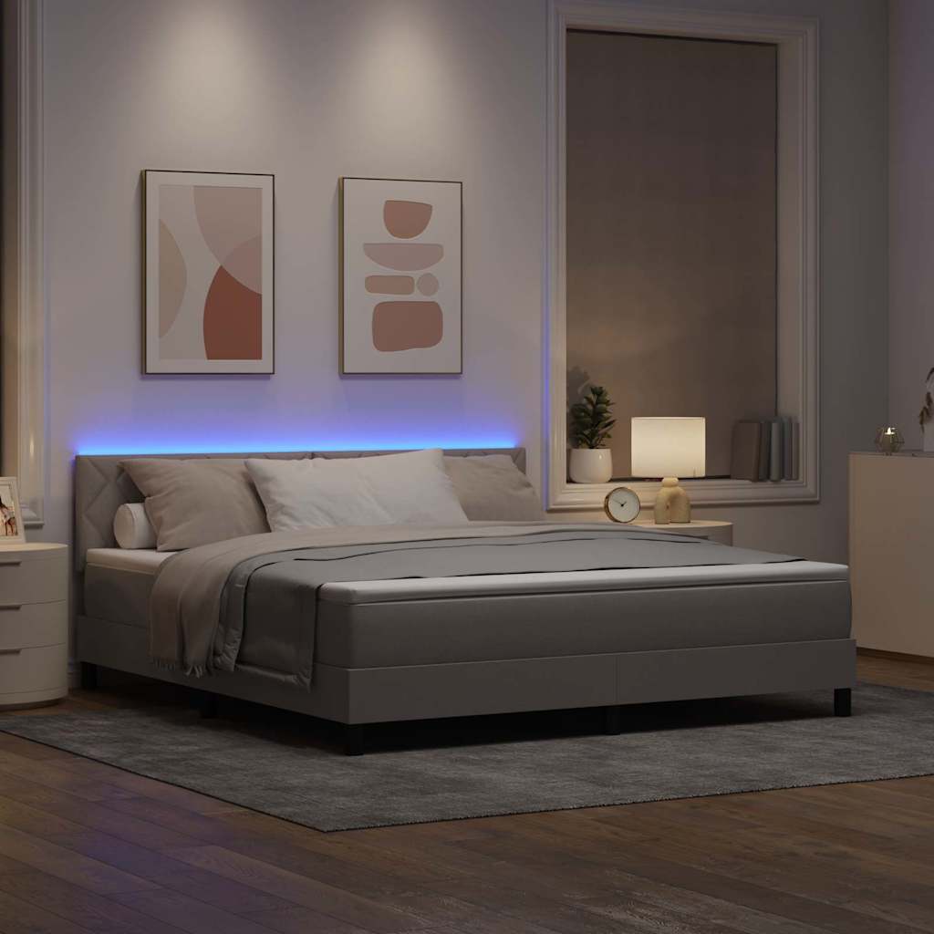Κρεβάτι με ελατήρια με κεφαλάρι Taupe 180 x 200 cm ύφασμα - Pakobazaar