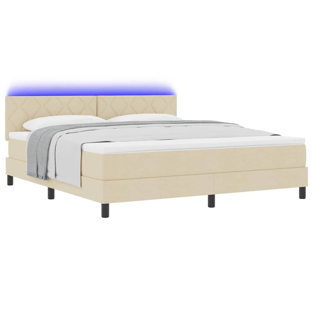 Κρεβάτι με ελατήρια με κεφαλάρι Κρεμ 180 x 200 cm ύφασμα - Pakobazaar
