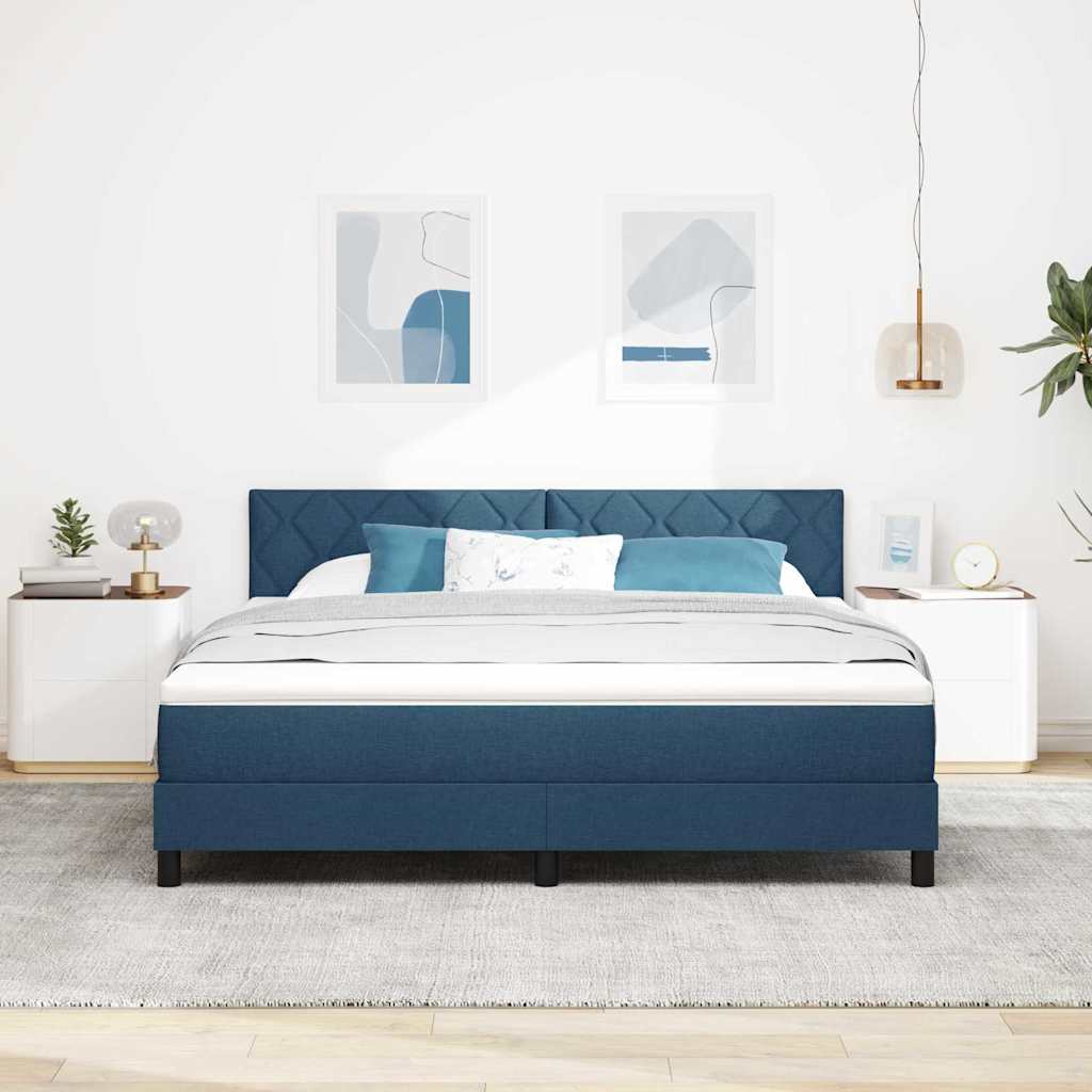 Κρεβάτι με ελατήρια με κεφαλάρι Μπλε 180 x 200 cm ύφασμα - Pakobazaar