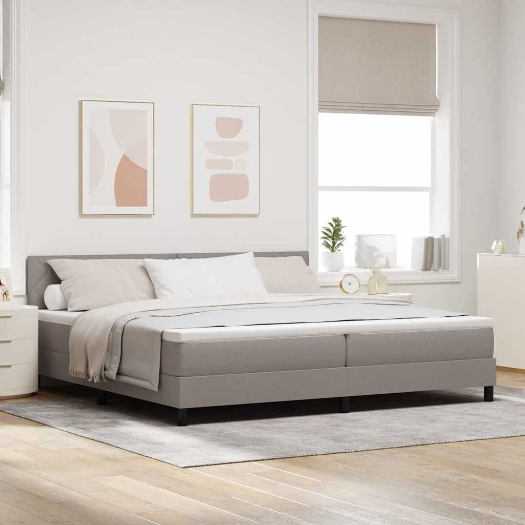 Κρεβάτι με ελατήρια με στρώμα με led Taupe 200 x 200 cm ύφασμα - Pakobazaar
