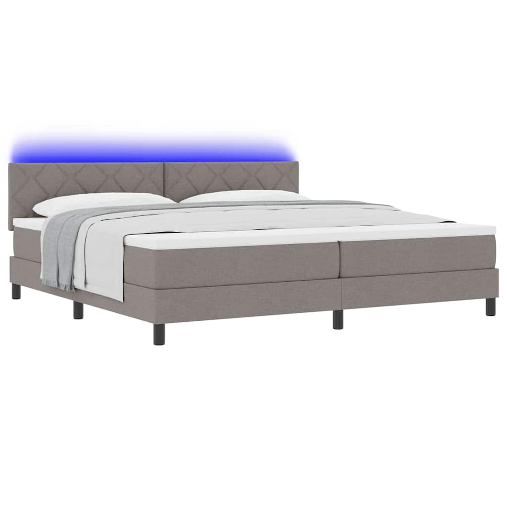 Κρεβάτι με ελατήρια με στρώμα με led Taupe 200 x 200 cm ύφασμα - Pakobazaar