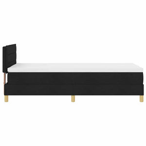 LED Κρεβάτι με βάθρο με στρώμα με led Μαύρο 90 x 200 cm ύφασμα - Pakobazaar