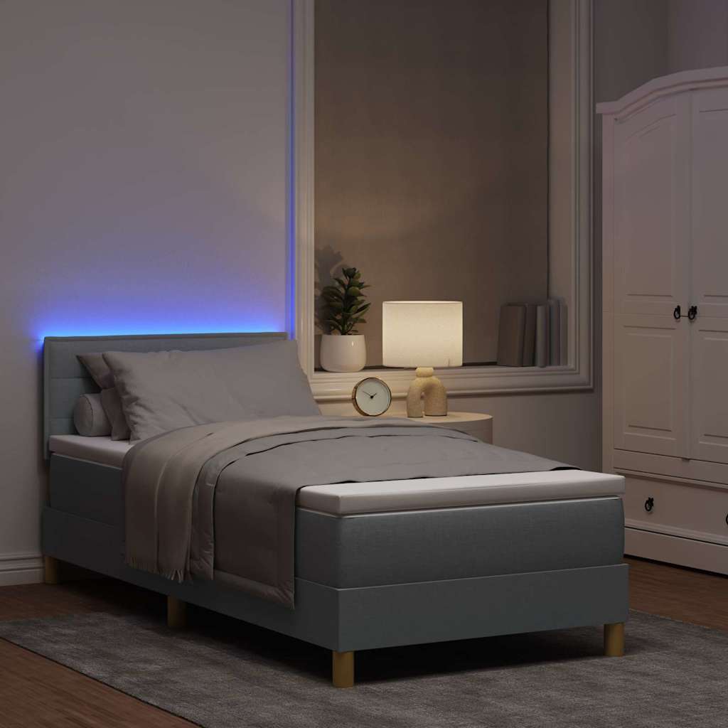 LED Κρεβάτι με βάθρο Ανοιχτό γκρι 100 x 200 cm ύφασμα - Pakobazaar