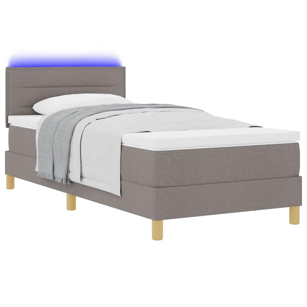 LED Κρεβάτι με βάθρο με κεφαλάρι Taupe 100 x 200 cm ύφασμα - Pakobazaar