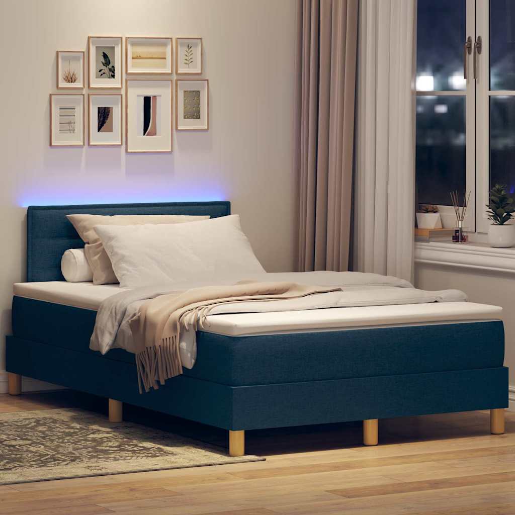LED Κρεβάτι με βάθρο με στρώμα με led Μπλε 120 x 190 cm ύφασμα - Pakobazaar
