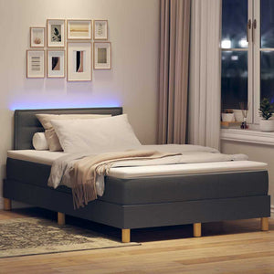 LED Κρεβάτι με βάθρο Σκούρο Γκρι 120 x 200 cm ύφασμα - Pakobazaar