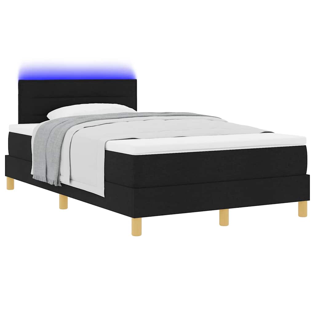 LED Κρεβάτι με βάθρο με στρώμα με led Μαύρο 120 x 200 cm ύφασμα - Pakobazaar