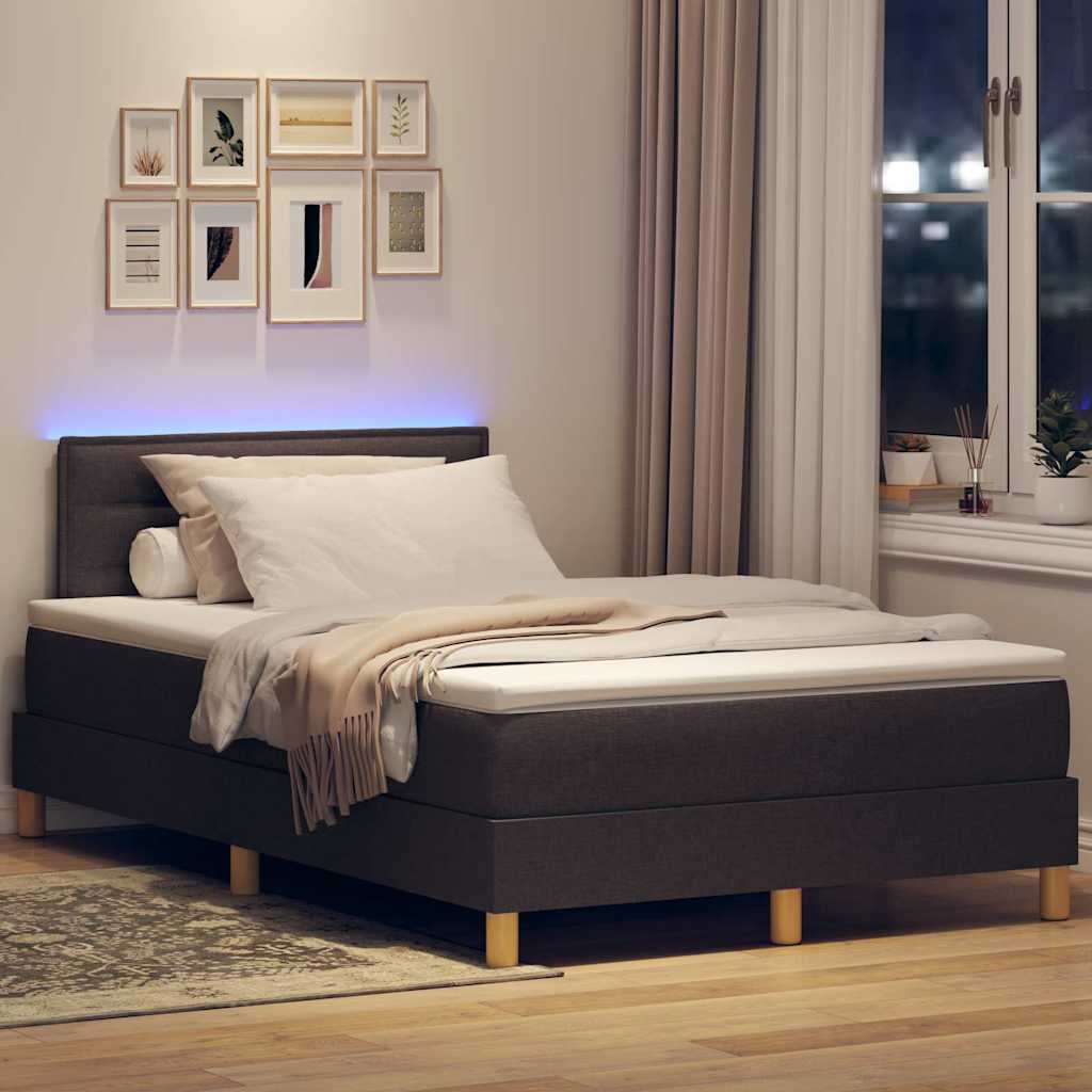 LED Κρεβάτι με βάθρο Σκούρο Καφέ 120 x 200 cm ύφασμα - Pakobazaar