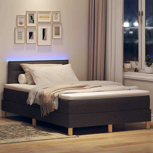 LED Κρεβάτι με βάθρο Σκούρο Καφέ 120 x 200 cm ύφασμα - Pakobazaar