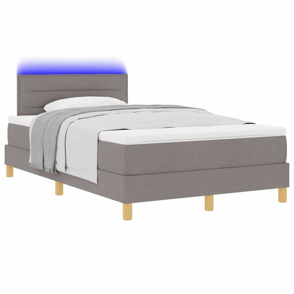 LED Κρεβάτι με βάθρο με κεφαλάρι Taupe 120 x 200 cm ύφασμα
