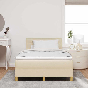 LED Κρεβάτι με βάθρο με στρώμα με led Κρεμ 120 x 200 cm ύφασμα - Pakobazaar