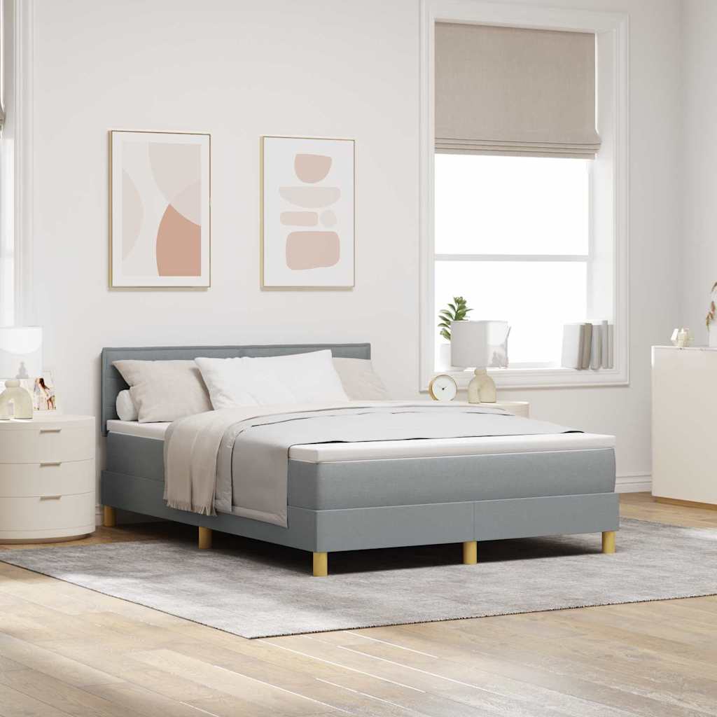 LED Κρεβάτι με βάθρο με στρώμα Ανοιχτό γκρι 160 x 200 cm ύφασμα - Pakobazaar