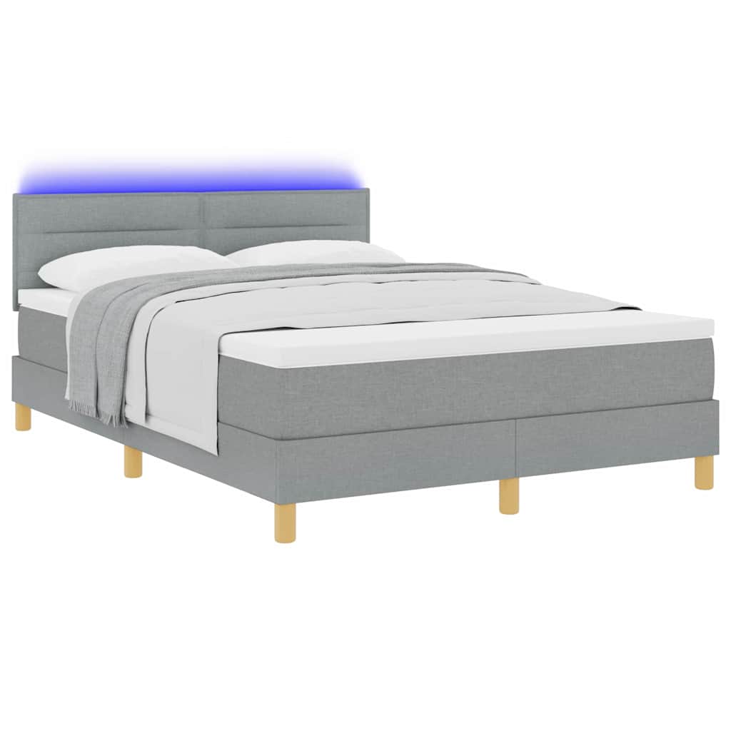 LED Κρεβάτι με βάθρο με στρώμα Ανοιχτό γκρι 160 x 200 cm ύφασμα - Pakobazaar