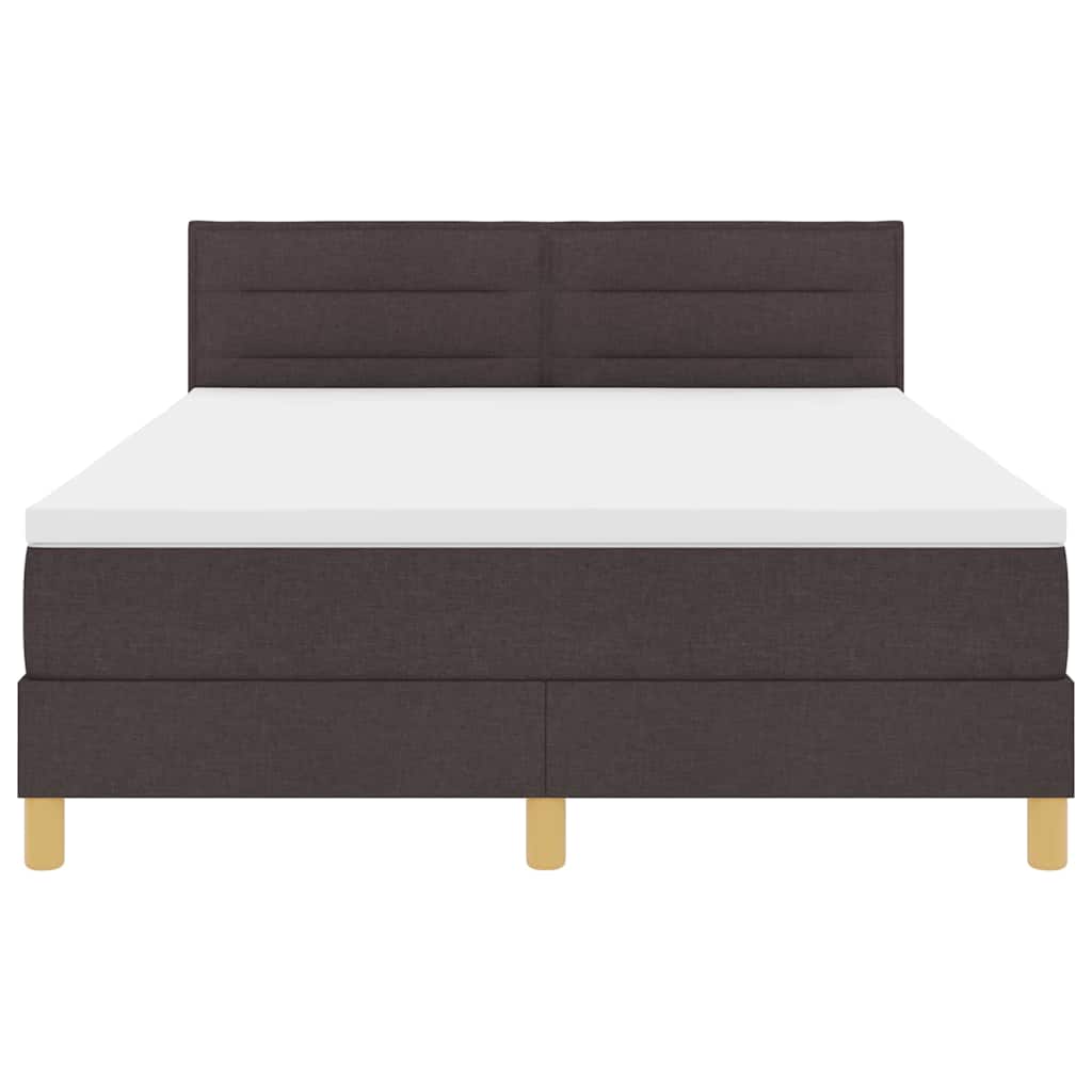 LED Κρεβάτι με βάθρο με στρώμα Σκούρο Καφέ 160 x 200 cm ύφασμα - Pakobazaar