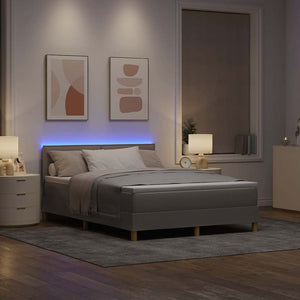 LED Κρεβάτι με βάθρο με στρώμα με led Taupe 160 x 200 cm ύφασμα - Pakobazaar