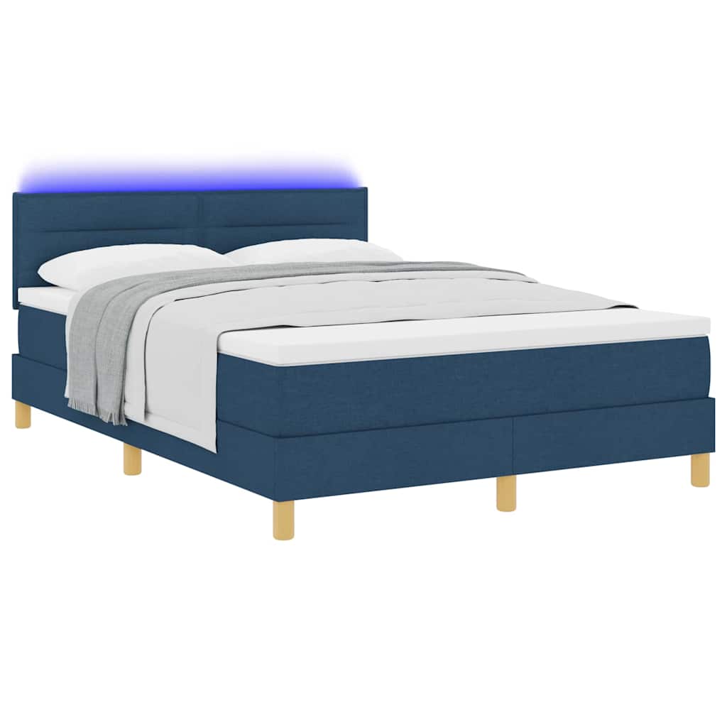 LED Κρεβάτι με βάθρο με στρώμα με led Μπλε 160 x 200 cm ύφασμα - Pakobazaar