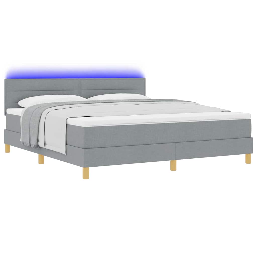 LED Κρεβάτι με βάθρο με στρώμα Ανοιχτό γκρι 180 x 200 cm ύφασμα - Pakobazaar